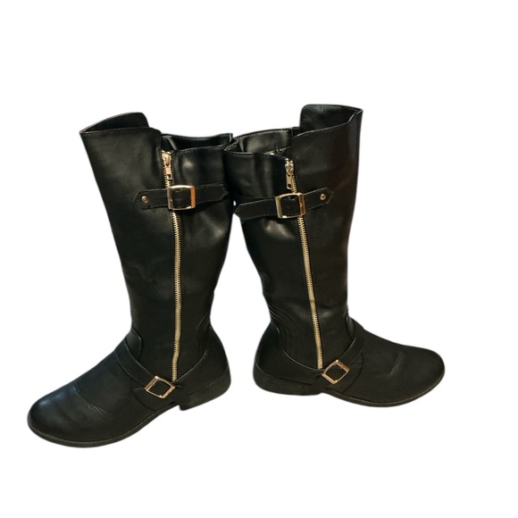Wanted Mid-Calf Combat Boots with Gold Hardware - Picture 6 of 8
